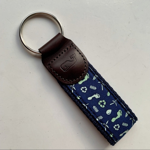 NIB Vineyard Vines Green Footprint Keychain Keyfob Mini Lanyard - Navy Blue - Picture 9 of 16